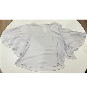 Forever 21 White Chiffon Top with Draped Sleeves